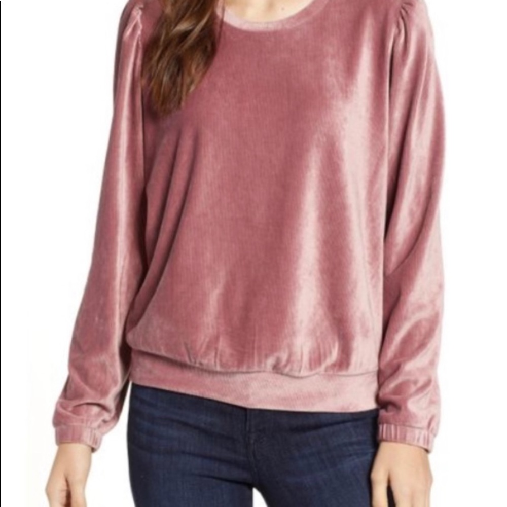 HEARTLOOM Alli velvet sweatshirt blush pink